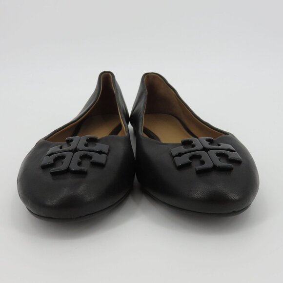 Tory Burch Lowell 2 Women 8 M Black Leather Ballet Flat Slip On Shoes 57778 Logo - Picture 6 of 16